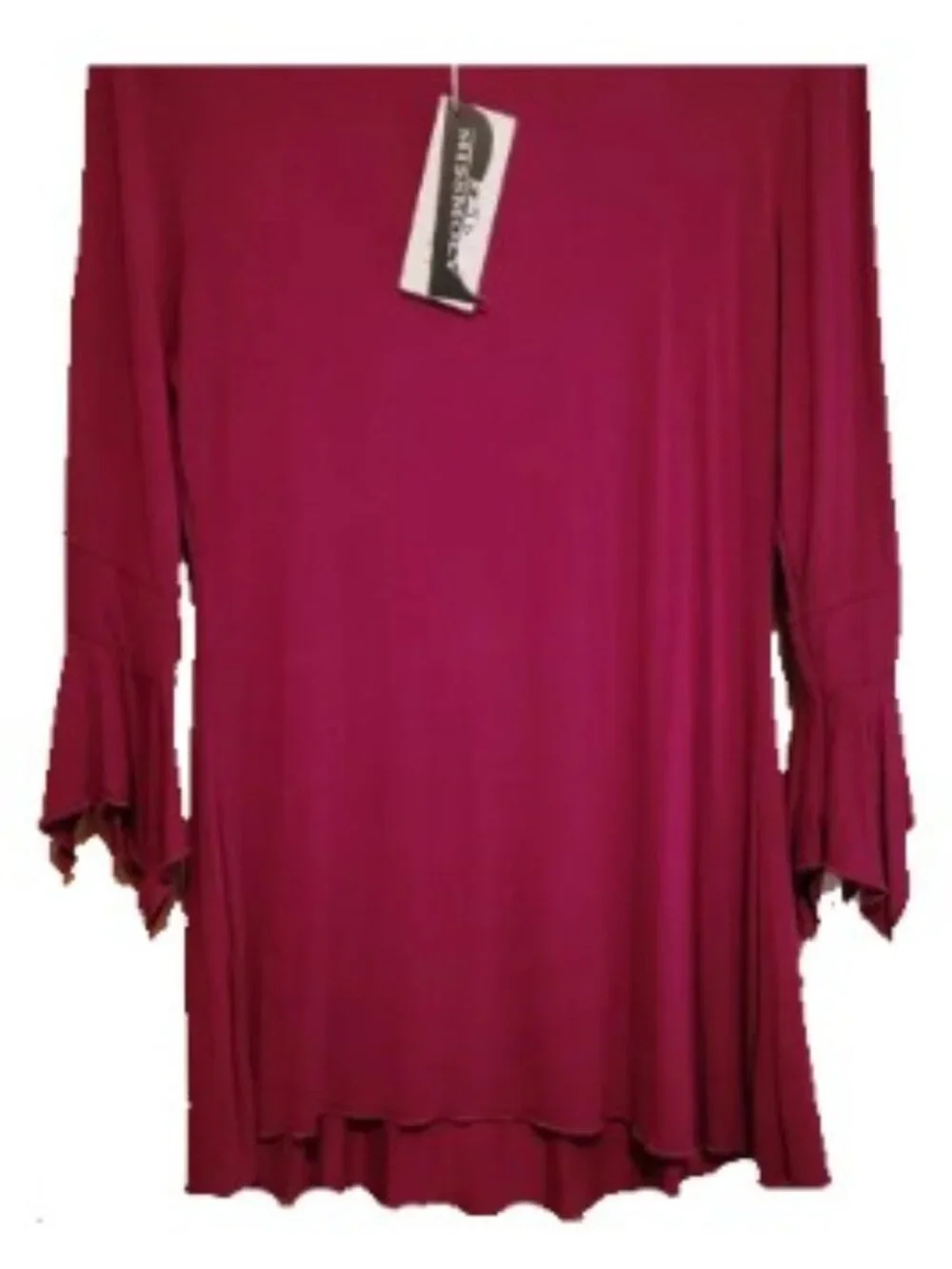 Peasant Top, Bell Sleeve, Lace Inset, Henley Button Blouse - Picture 5 of 5